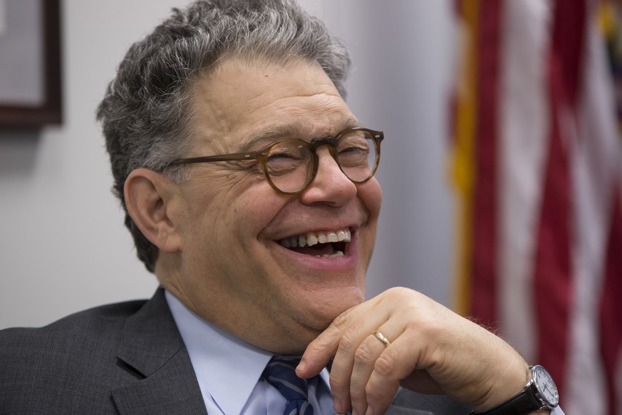 Sen. Al Franken, D-Minn., laughs as he meets with students from the Close Up program from St. Michael-Albertville High School in St. Michael, Minn., on Capitol Hill in Washington, Wednesday, June 15,  ...