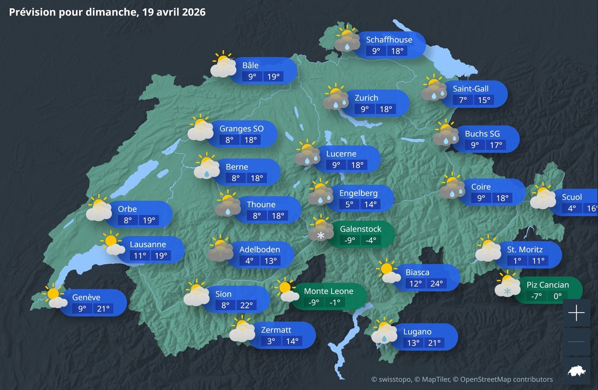 La pluie touchera principalement la Suisse centrale et orientale, et devrait épargner la Romandie.