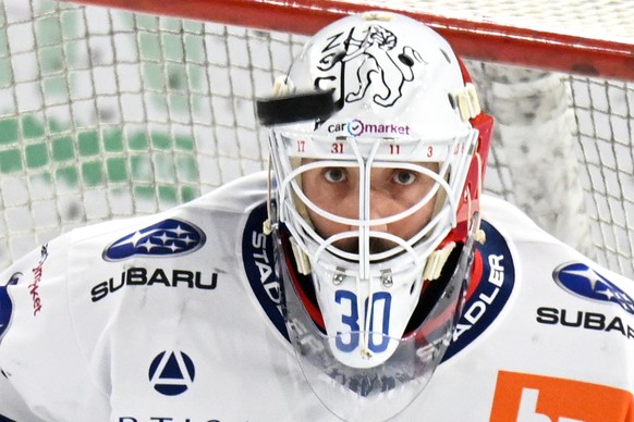KEYPIX - Lions Goalie Simon Hrubec, beim Eishockey-Qualifikationsspiel der National League, zwischen den SCL Tigers und den ZSC Lions, am Montag, 9. Maerz 2026, in der Emmental Versicherung Arena in L ...