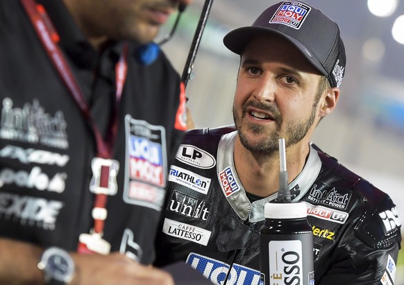 epa08279058 Swiss Moto2 rider Thomas Luthi of the Liqui Moly Intact GP team prior to the Moto2 race at the Motorcycling Grand Prix of Qatar at Losail International Circuit in Doha, Qatar, 08 March 202 ...