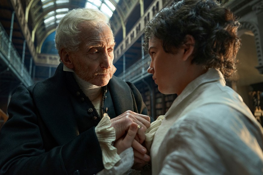 This image released by Netflix shows Charles Dance, left, and Christian Convery in a scene from &quot;Frankenstein.&quot; (Netflix via AP)
Film Review - Frankenstein
