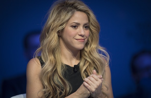 Colombian singer and UNICEF Global Ambassador Shakira speaks during a penal session on the first day of the 47th annual meeting of the World Economic Forum, WEF, in Davos, Switzerland, Tuesday, Januar ...