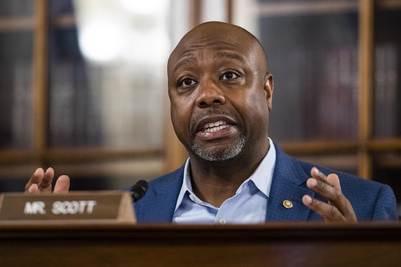 Senate Special Committee on Aging Senator Tim Scott, RS.C., speaks at a hearing to examine care for seniors during the COVID-19 crisis on Capitol Hill, Thursday, May 21, 2020, in Washington.  ...