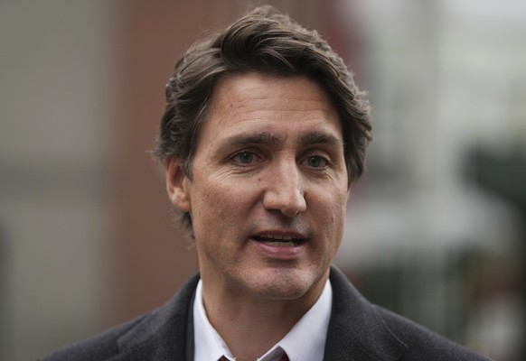 FILE - Canadian Prime Minister Justin Trudeau speaks in Vancouver, British Columbia, Sunday, Jan. 22, 2023. On Saturday, Feb. 11, 2023, Trudeau said that on his order a U.S. warplane shot down an unid ...