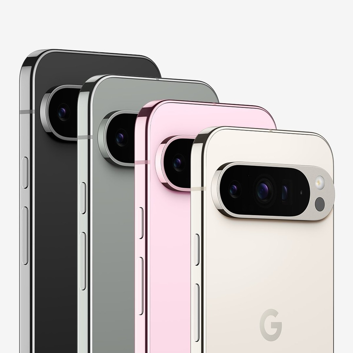 Das Pixel 9 Pro kommt in diesen Farben: Obsidian, Hazel, Rose Quartz und Porcelain.