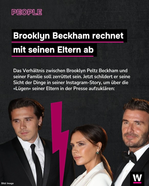 <p>Brooklyn Beckham rechnet in seiner Instagram-Story mit seinen Eltern ab.</p>