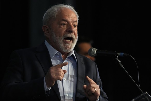 Brazilian President-elect Luiz Inacio Lula da Silva announces people to lead ministries in his upcoming government in Brasilia, Brazil, Thursday, Dec. 22, 2022. Lula will be sworn-in on Jan. 1, 2023.  ...