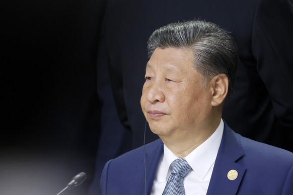 epa11679349 Chinese President Xi Jinping attends a plenary session in the outreach/BRICS Plus format at the BRICS summit in Kazan, Russia, 24 October 2024. The BRICS summit takes place from 22 to 24 O ...