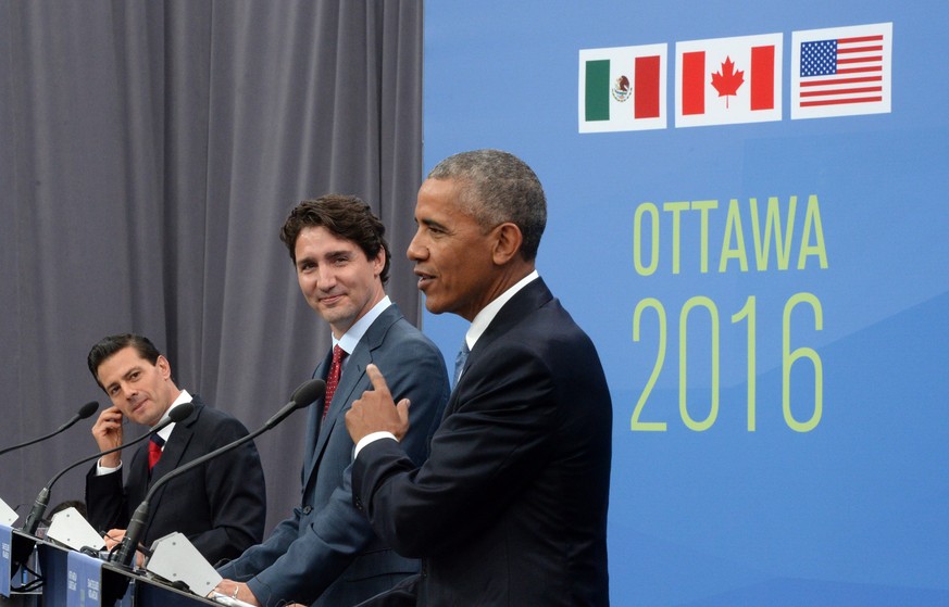 Treffen der Nachbarländer in Ottawa: Peña Nieto, Trudeau und Obama (v.l.n.r.)