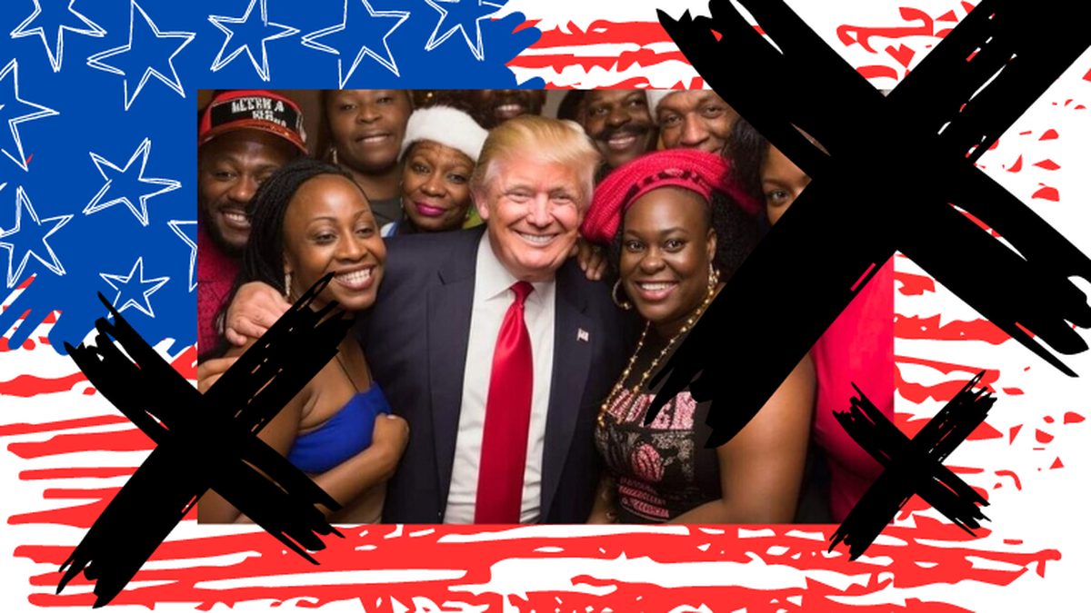 Trump qui prend la pose avec des Afro-Amériains? Ces images ont été générées par intelligence artificielle. Des deepfakes qui lui permettent de prétendre à une certaine popularité dans la communauté n ...