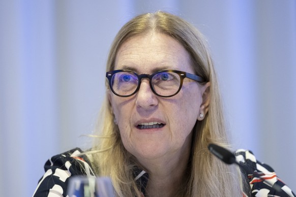 Helene Budliger Artieda, Staatssekretaerin f�r Wirtschaft und Direktorin SECO, informiert an einem Point de Presse zum Abschluss des Freihandelsabkommen der Efta mit den Mercosur-Staaten, aufgenommen  ...