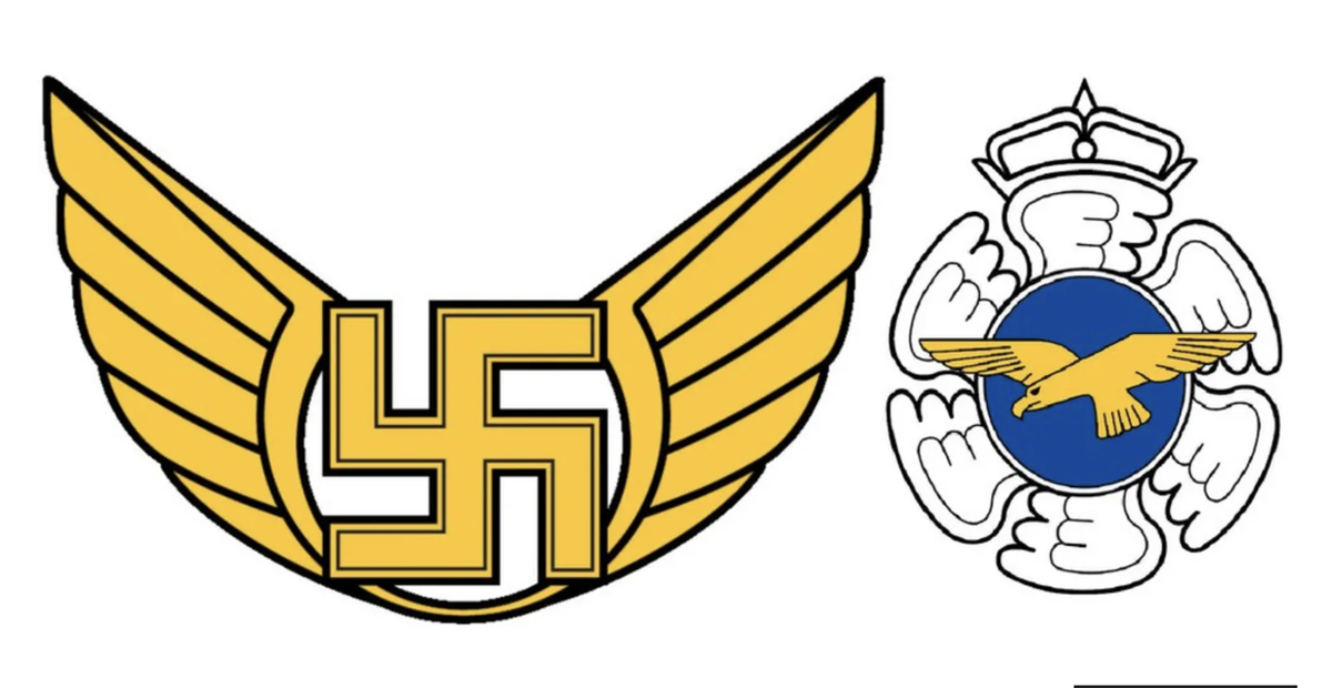 Logo der finnischen Luftwaffe inklusive Hakenkreuz.
