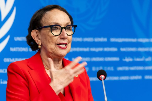 Rebeca Grynspan, Secretary-General of the United Nations Conference on Trade and Development (UNCTAD), speaks to the media about the UNCTAD 16 intergovernmental meeting convened by UNCTAD, during a pr ...