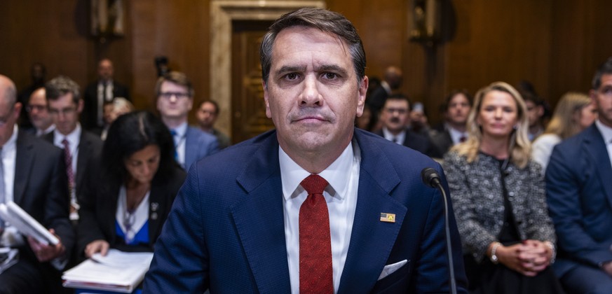epa12974459 Acting Attorney General Todd Blanche prepares to testify before a Commerce, Justice, Science, and Related Agencies Subcommittee hearing on the 2027 budget request for the Department of Jus ...