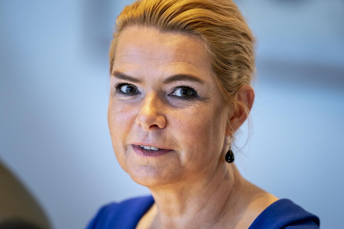 Inger Stoejberg, who served as integration minister from 2015 to 2019, in Copenhagen, Thursday Sept. 2, 2021. Denmark's rarely used Court of Impeachment gathered Thursday to try a former immigrat ...