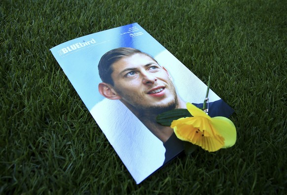 A view of the match day programme with an image of Emiliano Sala on the cover, ahead of the English Premier League soccer match between Cardiff and Bournemouth at the Cardiff City Stadium, in Cardiff, ...