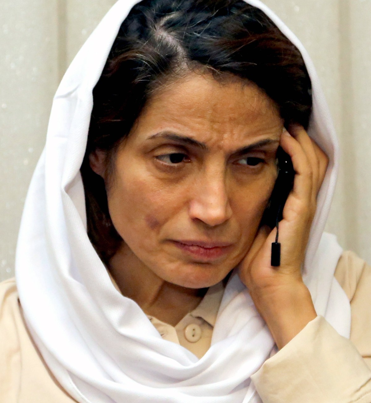 epa07431387 (FILE) - Human rights activist Nasrin Sotoudeh talks on the phone at her house in Tehran, Iran, 18 September 2013 (reissued 12 March 2019). According to media reports, prominent Iranian hu ...