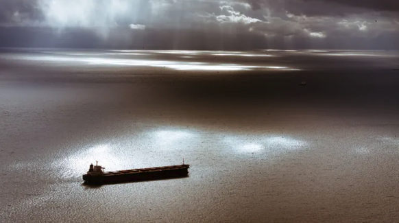 Wolken werfen ihren Schatten auf ein Schiff im Mittelmeer (Symbolbild): Stehen sogenannte «Dark Ships» in Verbindung mit den Pipeline-Anschlägen?