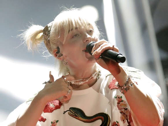 epa09489223 US singer/songwriter Billie Eilish performs during the Global Citizen Live Festival in Central Park in New York, USA, 25 September 2021. The 2021 Global Citizen Festival took place in vari ...