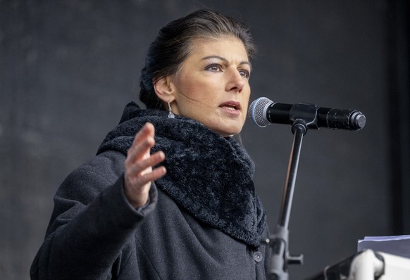 25 February 2023, Berlin: Sahra Wagenknecht (Die Linke), speaks w