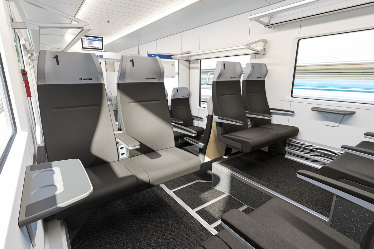 HANDOUT - Visualsierung des neuen S-Bahn Triebzuges vom Typ "Flirt" von Stadler Rail, zur Verfuegung gestellt am Dienstag, 5. Oktober 2021. Der Thurgauer Zughersteller Stadler Rail hat sich  ...