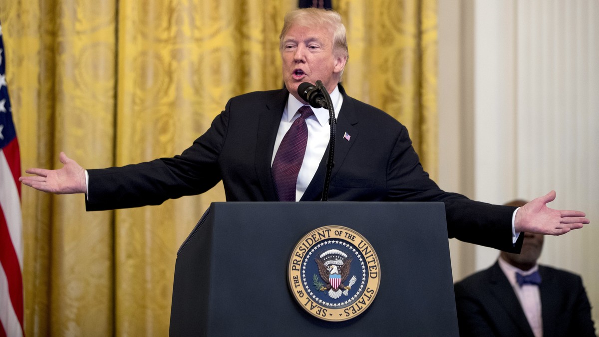 President Donald Trump speaks during a Medal of Freedom ceremony in the East Room of the White House in Washington, Friday, Nov. 16, 2018. (AP Photo/Andrew Harnik)