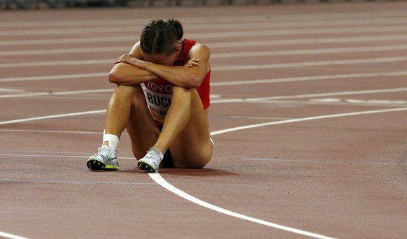 Selina Buechel of Switzerland reacts after competing in her women&#039;s 800 metres semi-final during the 15th IAAF World Championships at the National Stadium in Beijing, China, August 27, 2015. REUT ...
