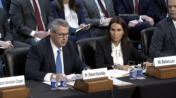 UBS-Chefjuristin Barbara Levi und UBS-Top-Manager Robert Karofsky während der Senatsanhörung Anfang Februar.