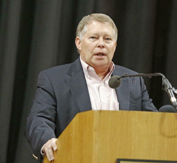 In this 2016 photo J. Michael Luttig of Boeing speaks at the Florence Civic Center during the Greater Florence Chamber of Commerce annual membership luncheon in Florence, S.C. Boeing is assigning its  ...