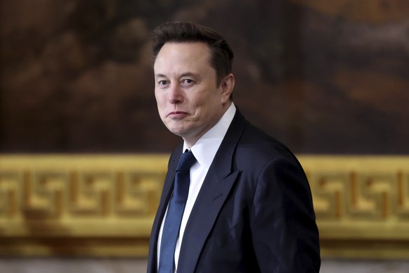 FILE - Elon Musk arrives before the 60th Presidential Inauguration in the Rotunda of the U.S. Capitol in Washington, Monday, Jan. 20, 2025. (Kevin Lamarque/Pool Photo via AP, File)
Elon Musk