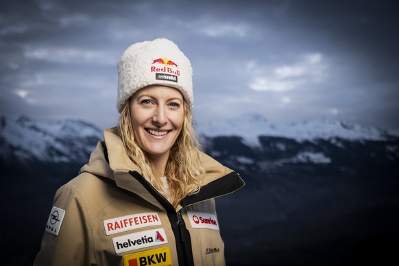 Fanny Smith of Switzerland poses during a press conference at the Ski Cross event of the FIS Ski Cross, SX, World Cup, in Veysonnaz, Switzerland, Thursday, January 22, 2026. (KEYSTONE/Jean-Christophe  ...