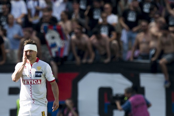 Sion&#039;s midfielder Veroljub Salatic, reacts during the the Swiss Cup final soccer match between FC Basel 1893 and FC Sion at the stade de Geneve stadium, in Geneva, Switzerland, Thursday, May 25,  ...