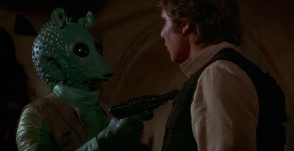 Harrison Ford and Paul Blake in Star Wars: Episode IV - Eine neue Hoffnung (1977)