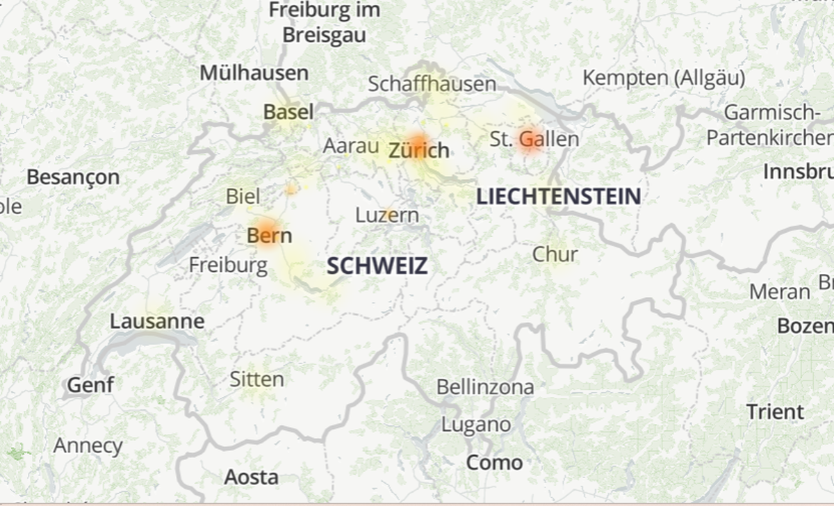 Aus diesen Regionen wurden Störungen gemeldet.