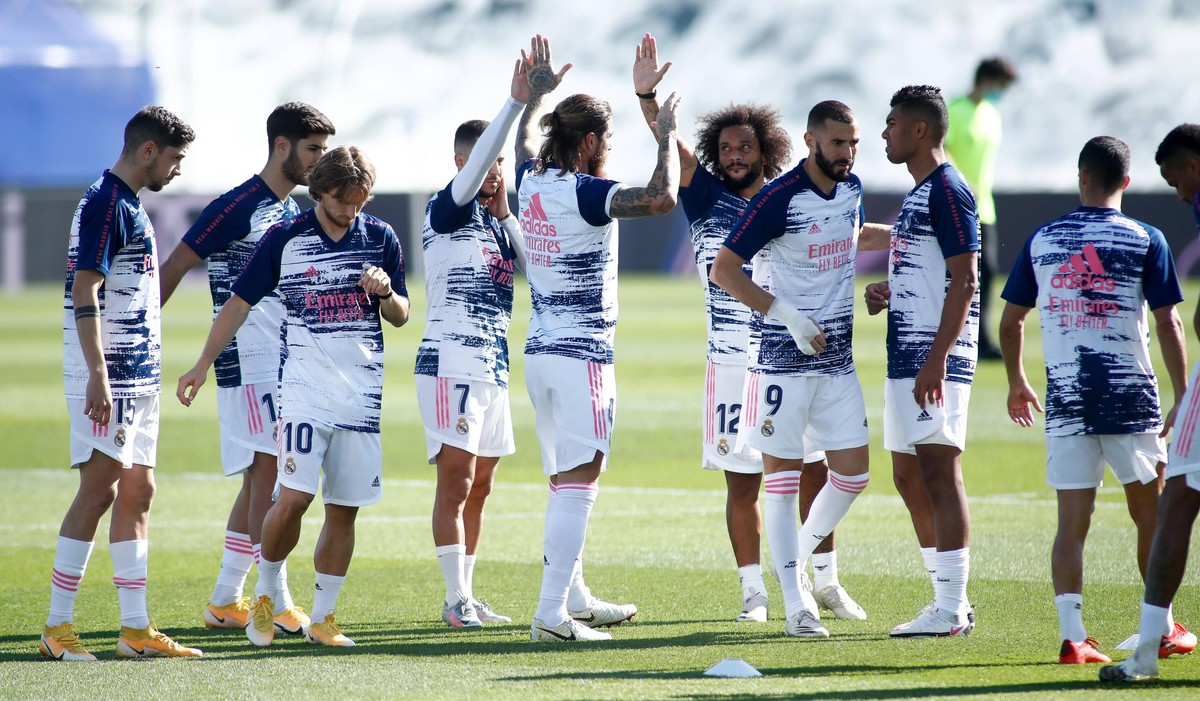 October 31, 2020, Valdebebas, MADRID, SPAIN: Sergio Ramos of Real Madrid gestures in warm up during the spanish league, La Liga Santander, football match played between Real Madrid and SD Huesca at Al ...