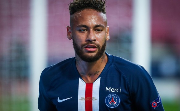 epa08620683 Paris Saint-Germain&#039;s Neymar JR reacts during the UEFA Champions League final match between Paris Saint-Germain and Bayern Munich, held at Luz Stadium in Lisbon, Portugal, 23 August 2 ...