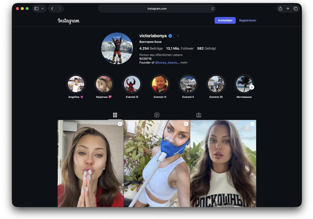 Quelle: https://www.instagram.com/victoriabonya/ (April 2026)