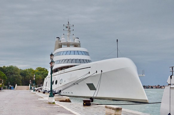 Venice, Italy, September 22, 2015: The 300 million US dollar Motor Yacht A which is owned by Russian industrialist Andrey Melnichenko. This yacht is the world's largest. xkwx yacht, commercial do ...