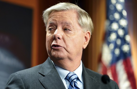 Sen. Lindsey Graham, R-S.C., speaks during a news conference about refusing Russian annexation of any portion of Ukraine, Thursday, Sept. 29, 2022, on Capitol Hill in Washington. (AP Photo/Mariam Zuha ...