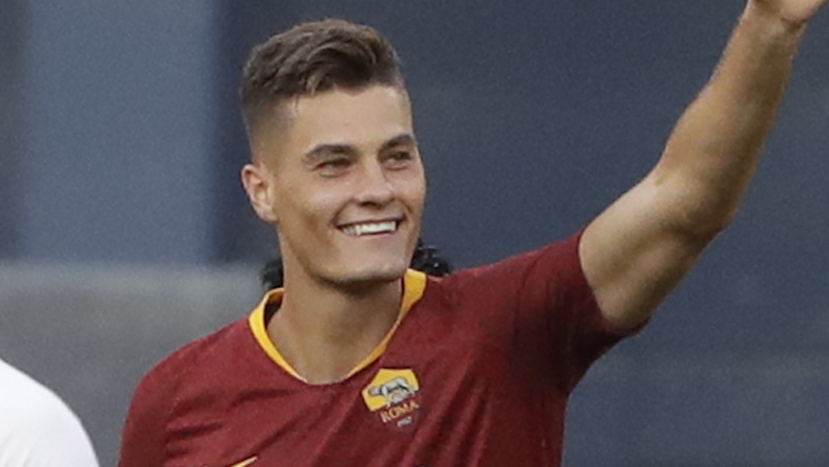 Roma forward Patrik Schick, right, reacts after scoring, next to Tottenham midfielder Moussa Sissoko during the first half of an International Champions Cup tournament soccer match Wednesday, July 25, ...