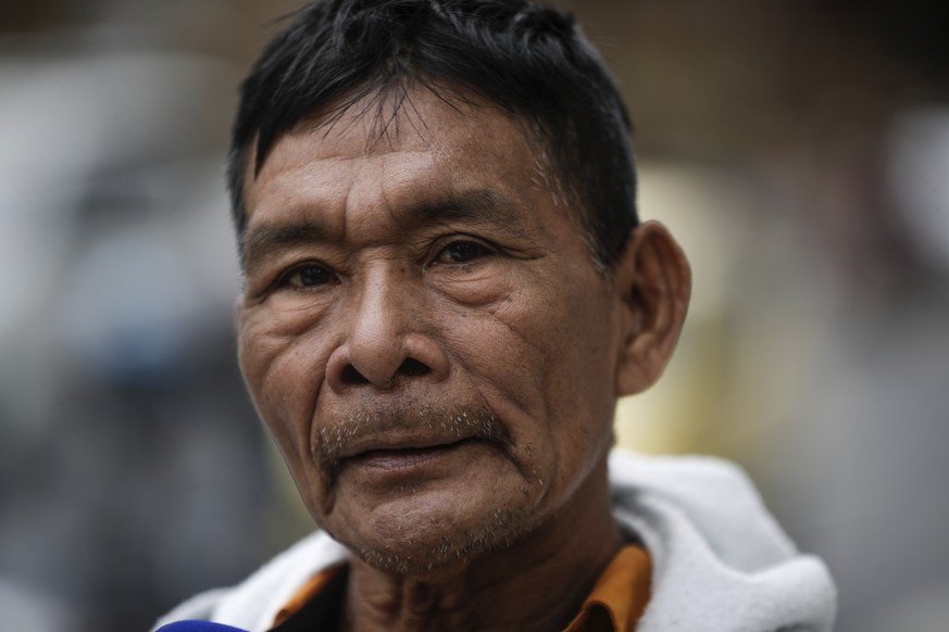 Narciso Mucutuy, the grandfather of the 4 rescued indigenous children, addresses the media from the entrance of the military hospital where the children who survived an Amazon plane crash involving…