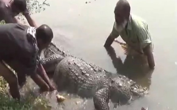 Nur mit vereinten Kräften gelingt es, den Bomber aus Bangladesh aus dem Wasser zu ziehen.