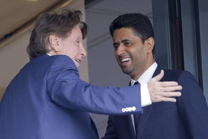 Football players Neymar who just transferred from Barca to PSG attends PSG - Amiens (2-0) - football game at Stade de France. Please hide the children s faces prior to the publication. Nasser Al Khela ...