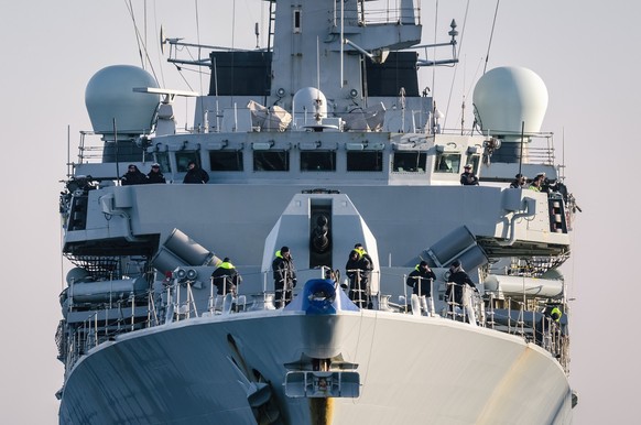 WARSHIP, Crew aboard the British warship of the HMS WESTMINSTER frigaten