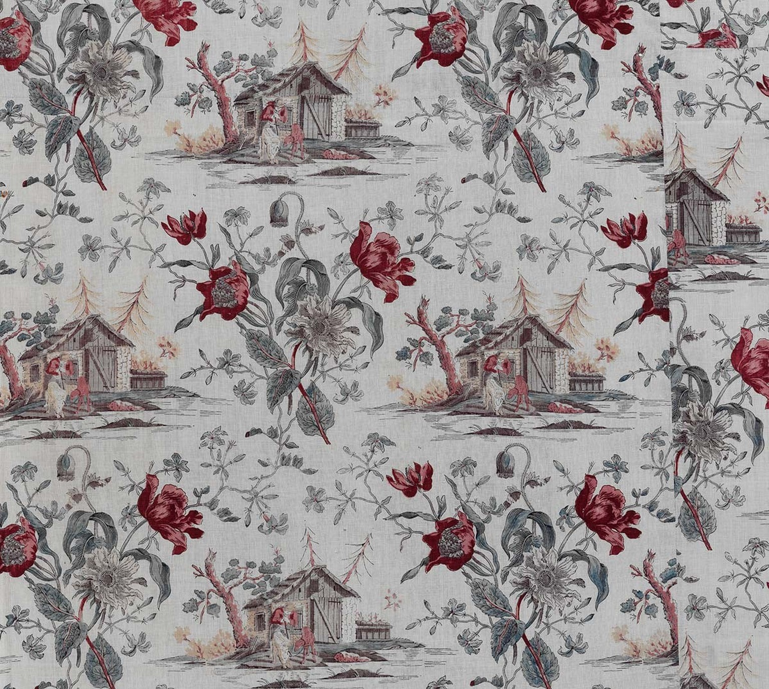Indian à la chaumière.  Unknown manufacturer.  Wooden model print on cotton cloth, 1790–1800.  https://permalink.nationalmuseum.ch/100308791