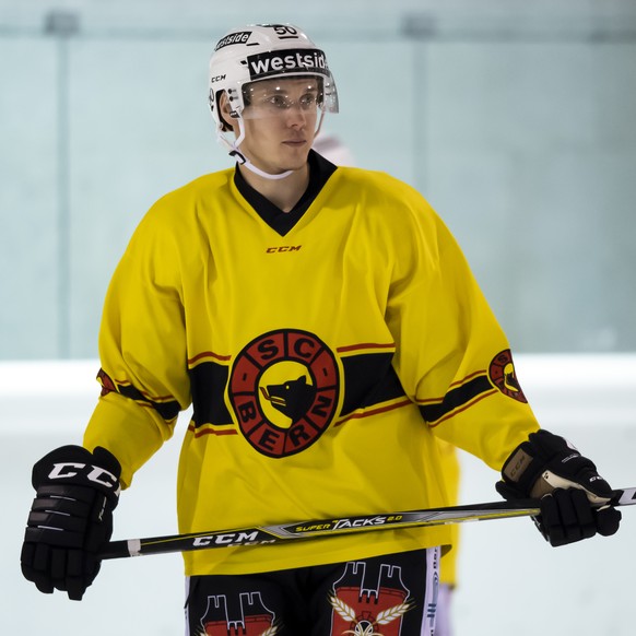 Berns Miika Koivisto, fotografiert waehrend dem ersten offiziellen Eistraining der Saison 2019/20, am Montag, 5. August 2019, in der Postfinance Arena in Bern. (KEYSTONE/Anthony Anex)