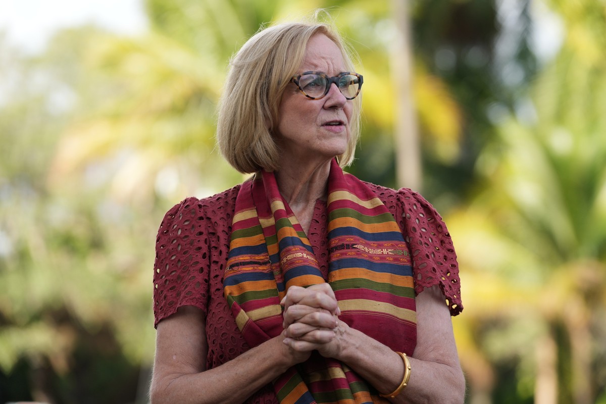 Former Miami-Dade County Commissioner and candidate for Miami mayor Eileen Higgins speaks with supporters in advance of a runoff election Tuesday, in Miami Monday, Dec. 8, 2025. (AP Photo/Lynne Sladky ...
