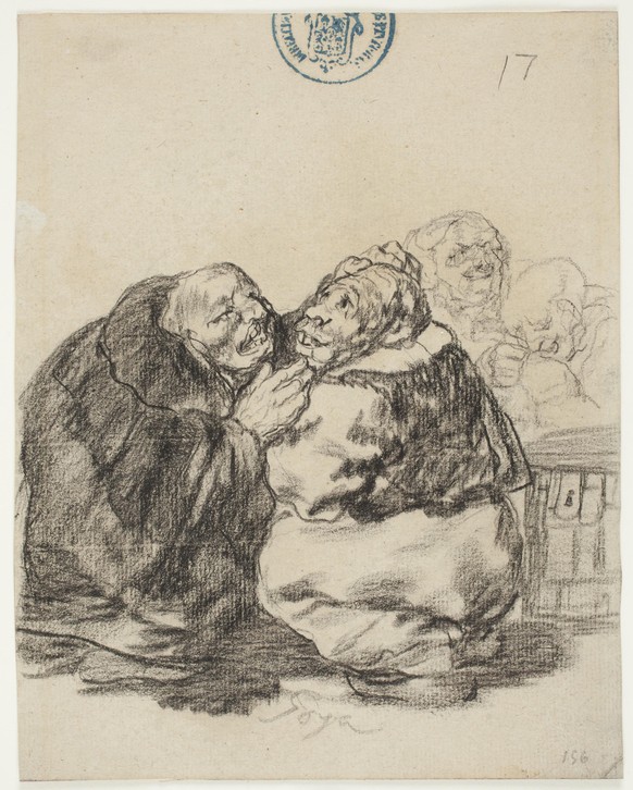 Goyas «Consulta médica» (Ärztliche Untersuchung), Schwarzer Bleistift und lithografische Kreide auf Büttenpapier, zwischen 1824-1828.