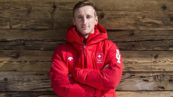 Livio Wenger of Switzerland, Speed Skating, poses during a media conference of the Swiss Speed Skating team in the House of Switzerland the day of the opening of the XXIII Winter Olympics 2018 in Pyeongchang, South Korea, on Friday, February 09, 2018. (KEYSTONE/Alexandra Wey)