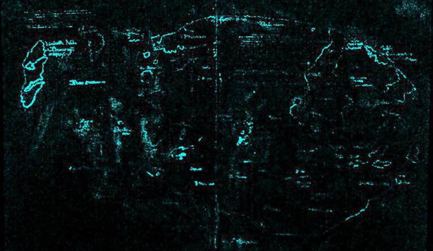 Ein spezielles Röntgenverfahren (XRF) zeigt das Titan in der Tinte, mit der die Karte gezeichnet wurde. 